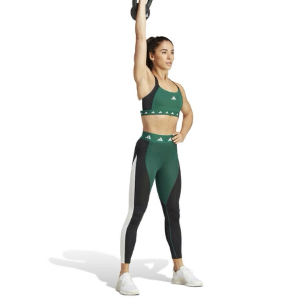 adidas Techfit 7/8 Training Tights in Black/Collegiate Green/White size small